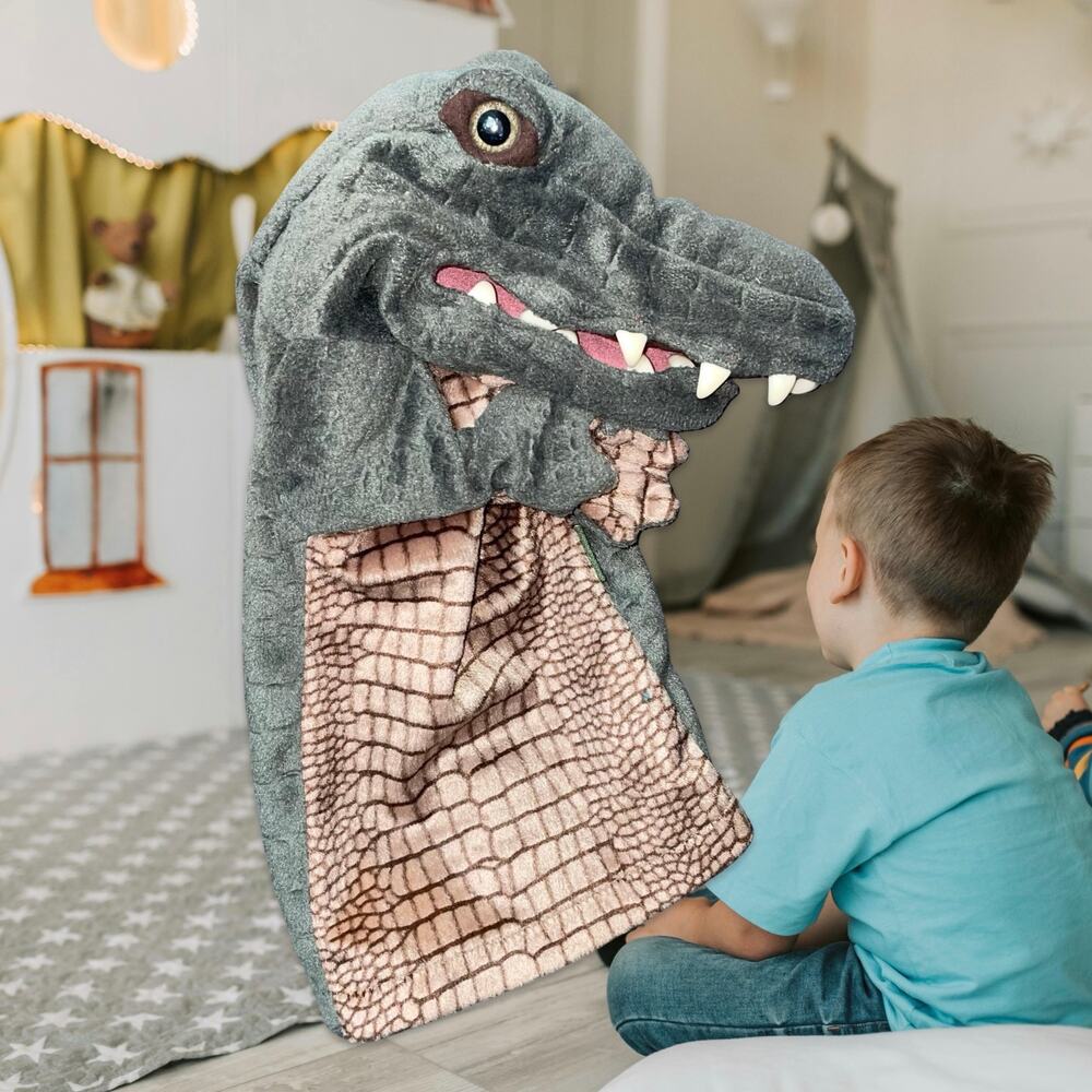 Folkmanis Crocodile Hand Puppet 14" Realistic Alligator Rubber Teeth Folktails